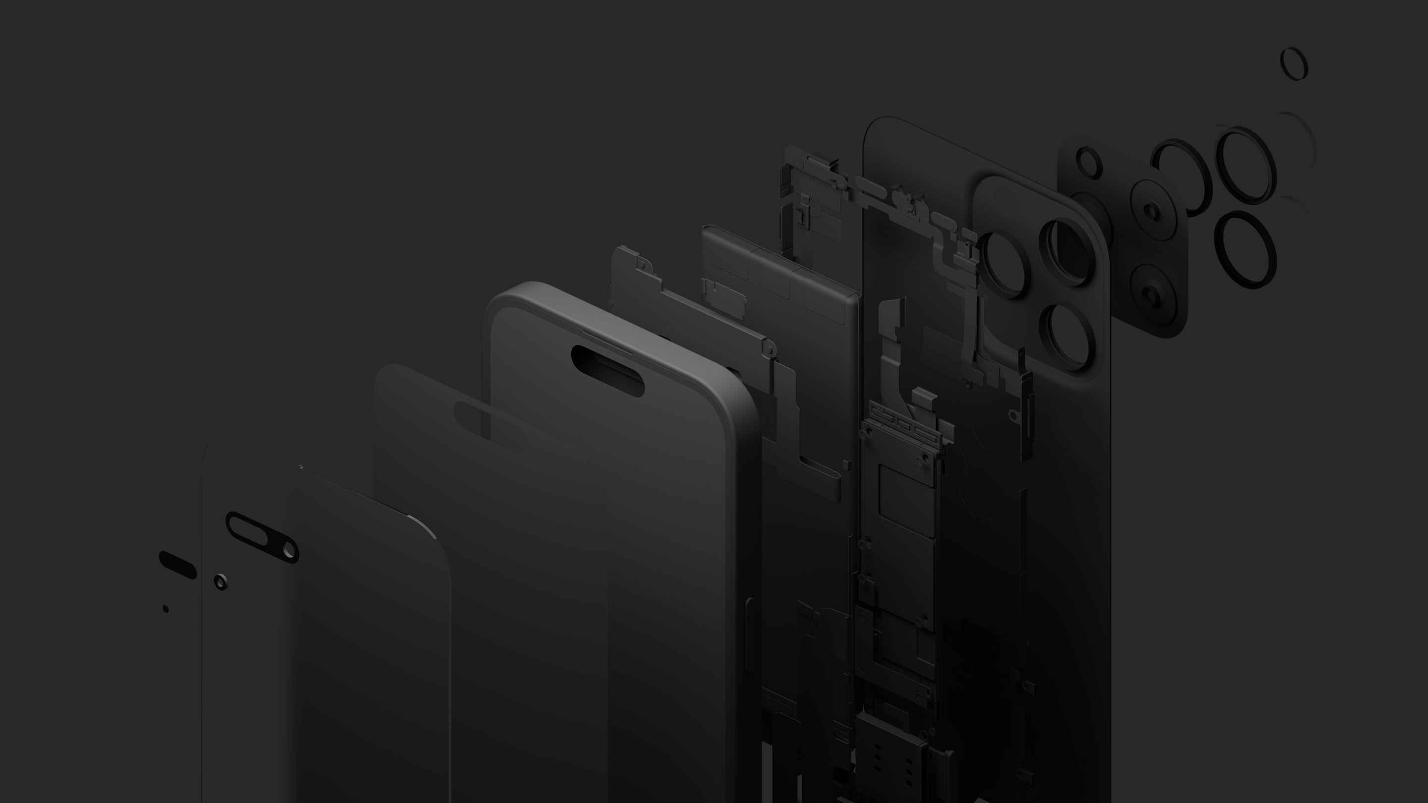 Illustration of iPhone being separated into hardware pieces