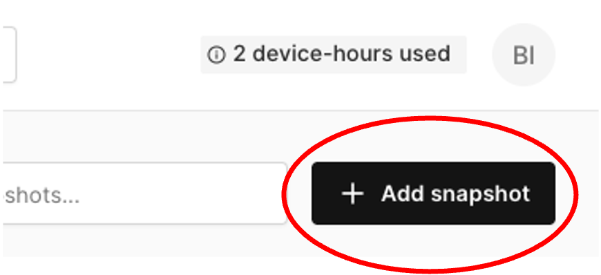 OADK Add Snapshot button