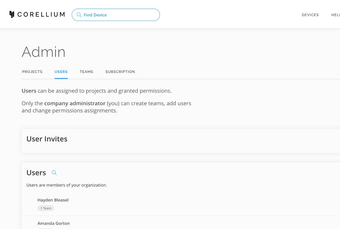 Corellium platform users