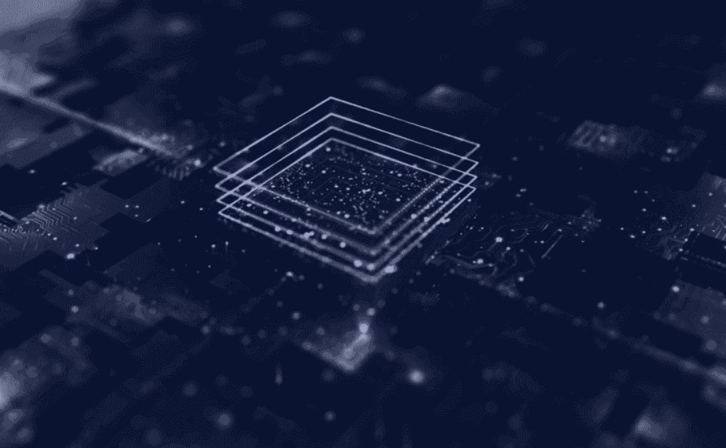 Layered digital architecture illustration representing virtualized mobile device environments for malware analysis.