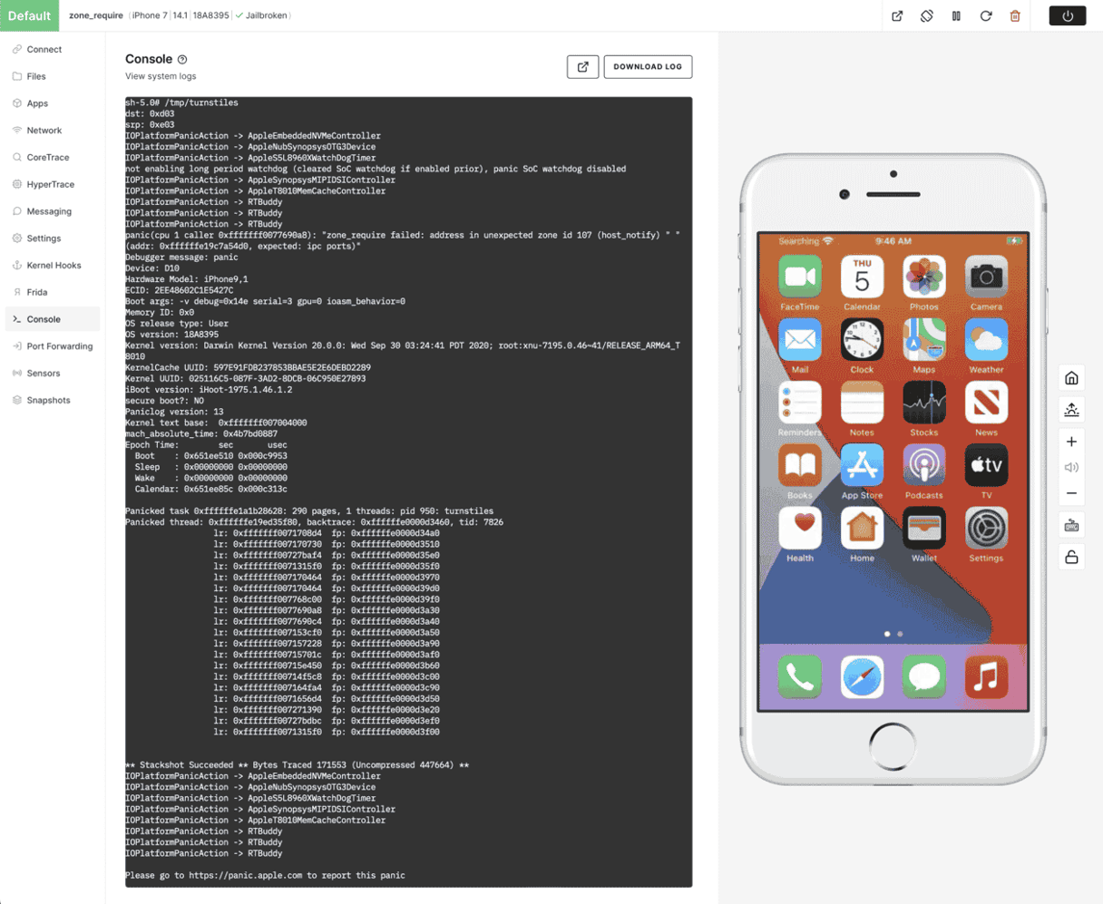 Using Corellium Kernel Hooks to Disable Exploit Mitigations