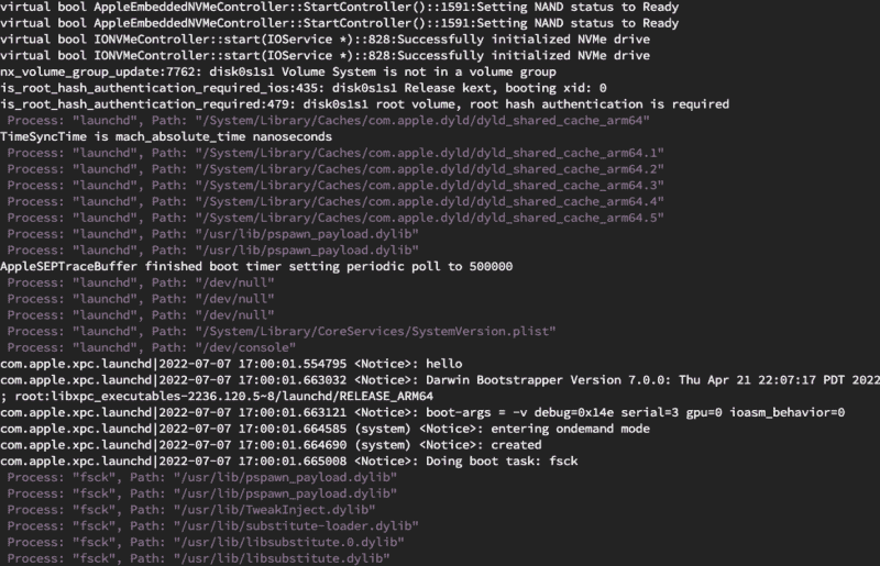 Console with hook logging