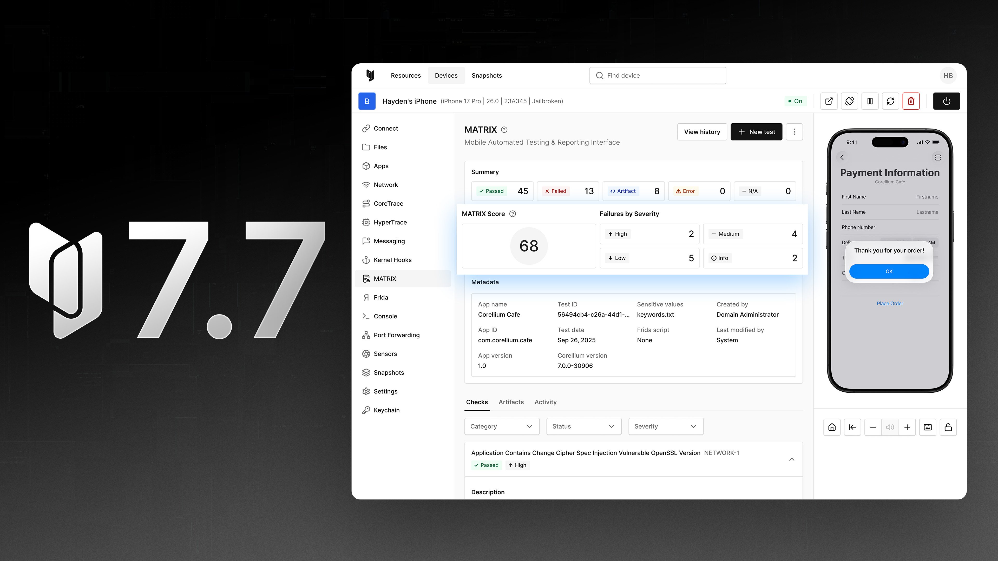 Corellium 7.7 Release: Enabling Risk-Based Mobile App Security