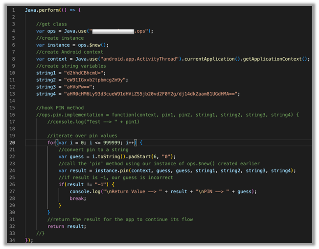 A screenshot of a code snippet. 